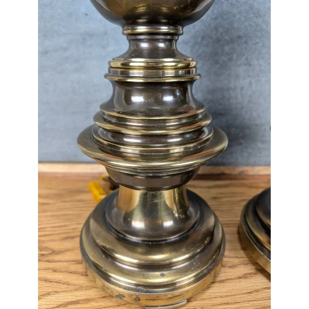Vintage Westwood Industries Brass Stiffel Style Table Lamps Pair Hollywood Glam